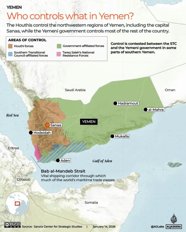 Eylül 2026 öncesi Yemen iç savaşı haritası